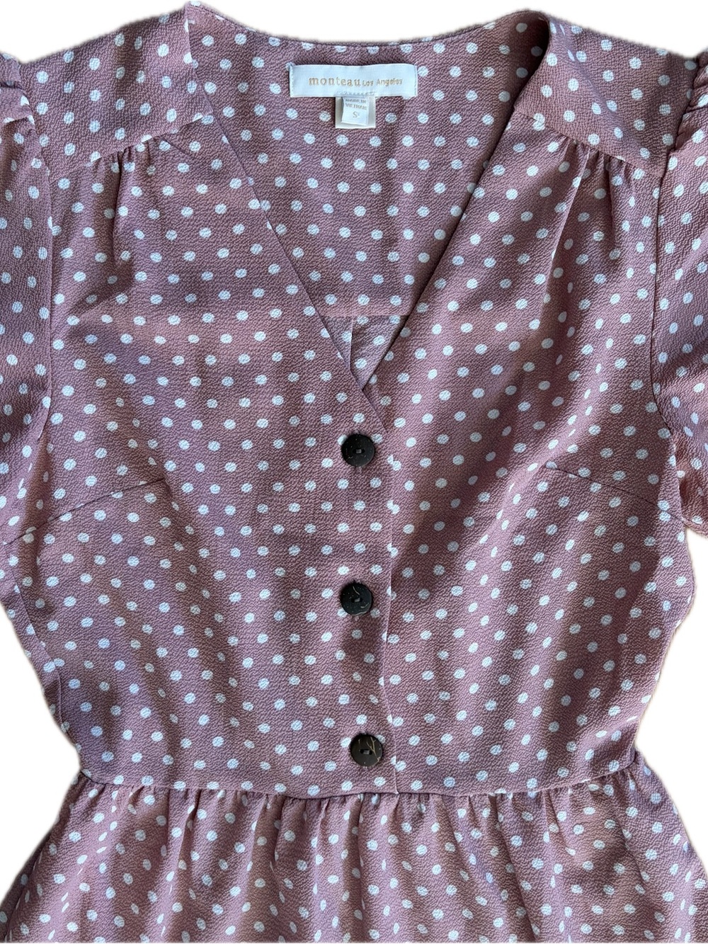 Monteau Mauve Polka Dot V-Neck Dress